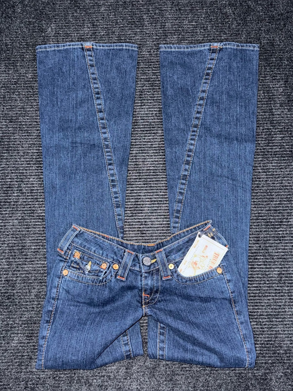 RARE Vintage True Religion NWT Ultra Low Rise Twisted Flare Jean 26 x 35 y2k USA